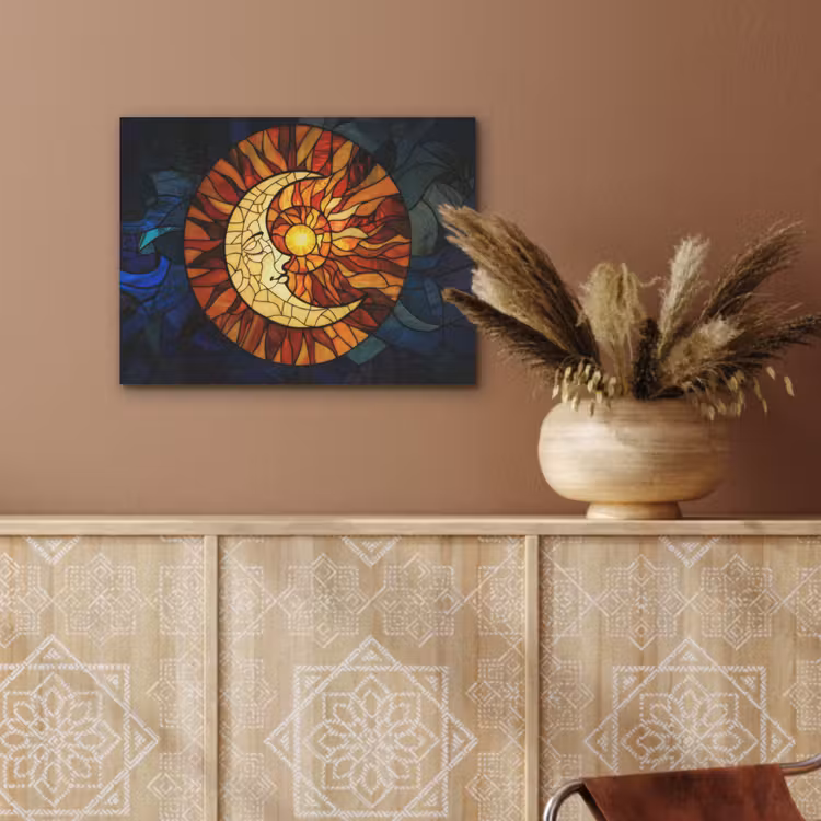 Mozaïek - Glas - Maan - Donkerblauw PET vilt klein -sfeer4