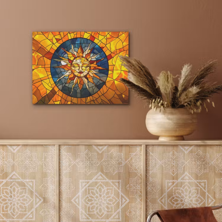 Mozaïek - Zon - Geel - Cirkel PET vilt klein -sfeer4