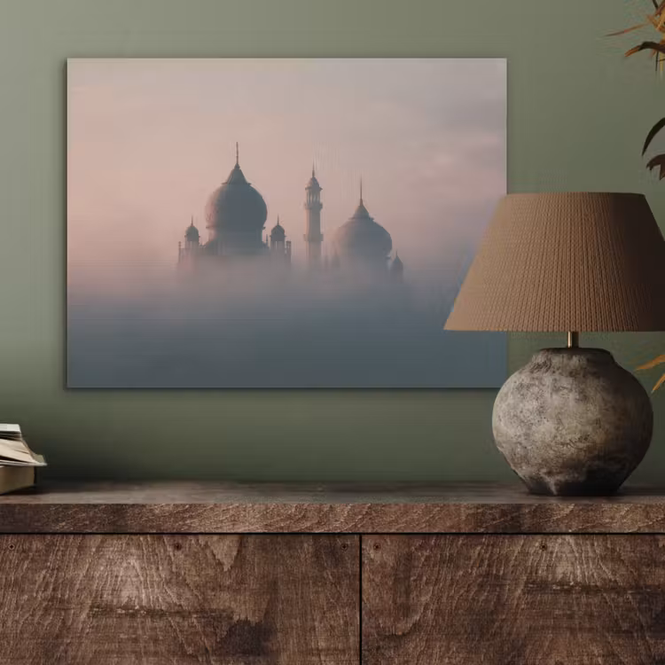 Moskee - Minaretten - Roze mist PET vilt klein -sfeer2