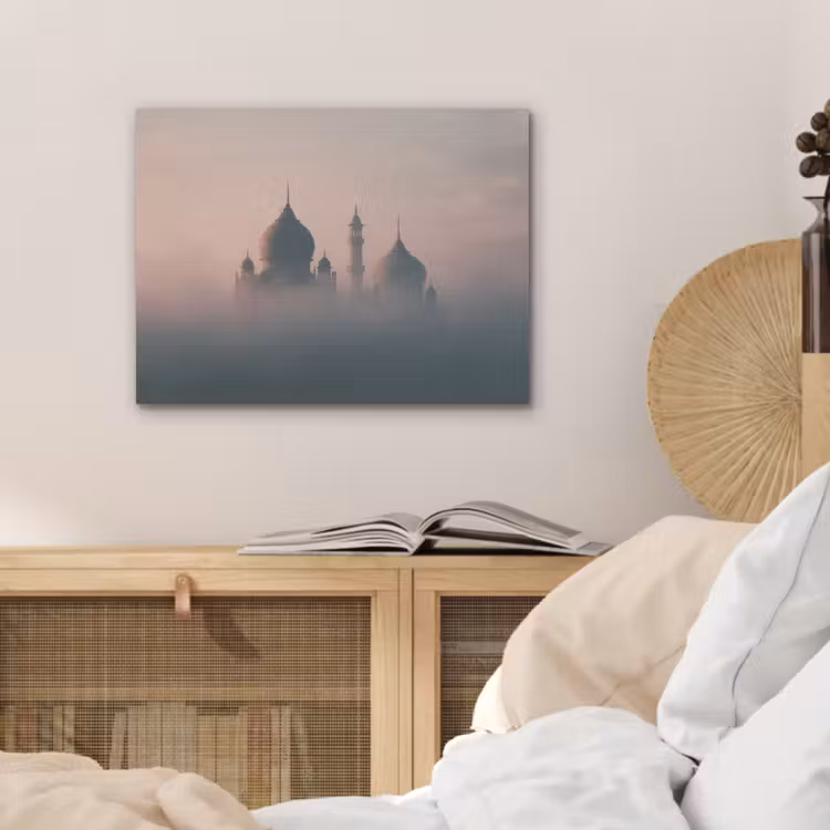 Moskee - Minaretten - Roze mist PET vilt klein -sfeer3