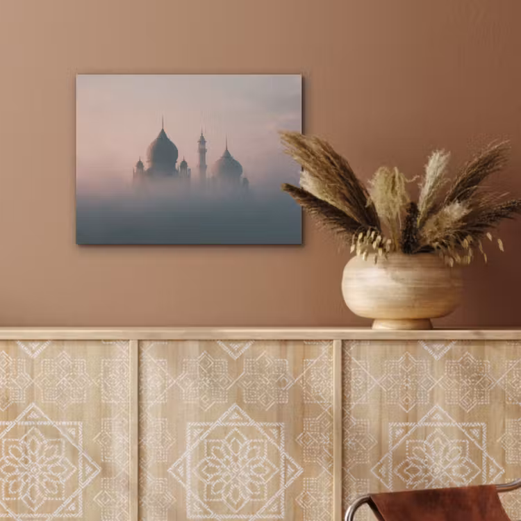 Moskee - Minaretten - Roze mist PET vilt klein -sfeer4