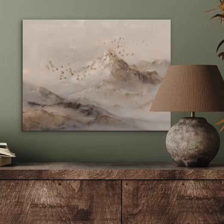 Berglandschap - Mist - Penseelstreken PET vilt klein -sfeer2