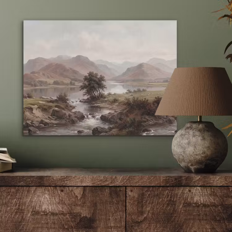 Berglandschap - Meer - Bergen - Vallei - Klassiek PET vilt klein -sfeer2