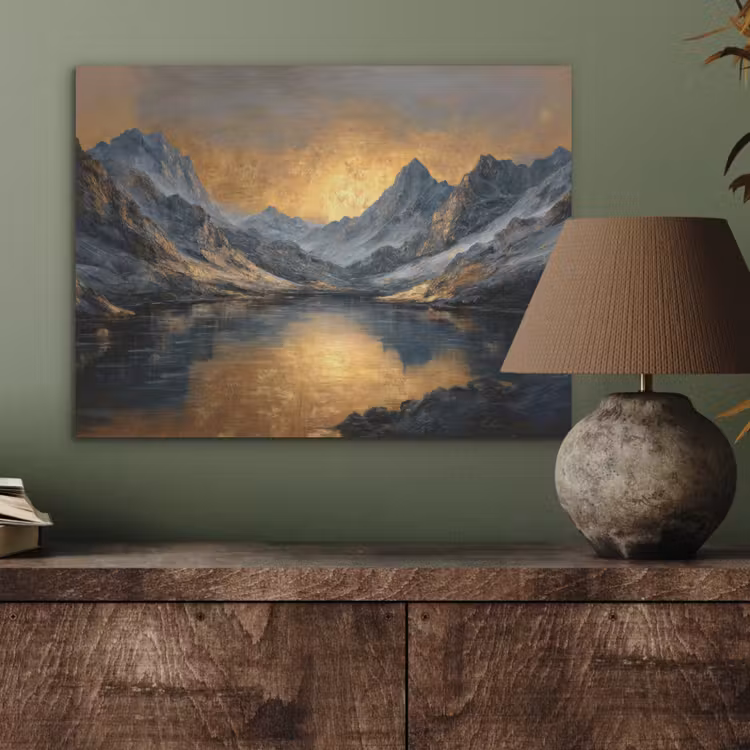 Berglandschap met Gouden Zonsondergang PET vilt klein -sfeer2