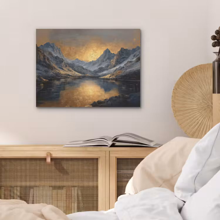 Berglandschap met Gouden Zonsondergang PET vilt klein -sfeer3