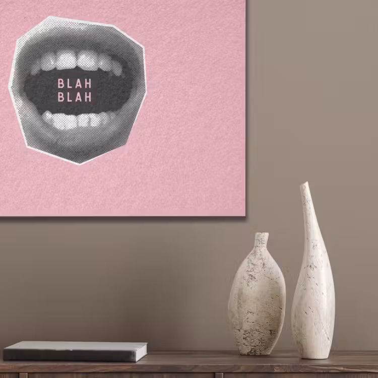 Mond - BLAH BLAH - Roze PET vilt klein -sfeer6_closeup
