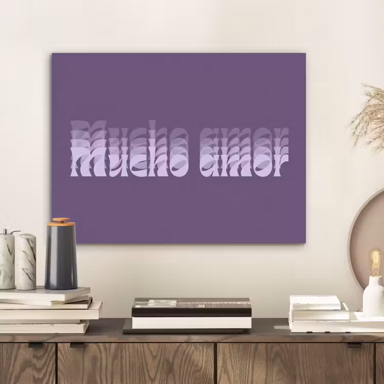 Mucho amor - Paars - Grafisch PET vilt klein -sfeer1