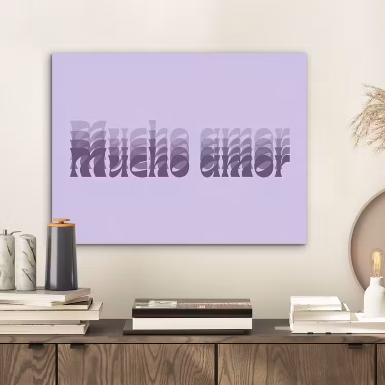 Mucho amor - Paars - Gelaagde letters PET vilt klein -sfeer1