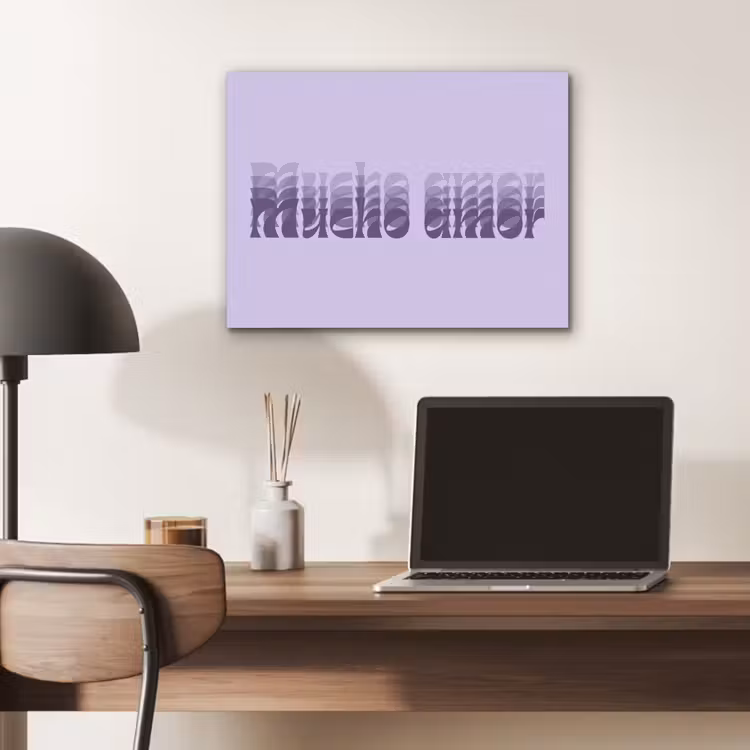 Mucho amor - Paars - Gelaagde letters PET vilt klein -sfeer5