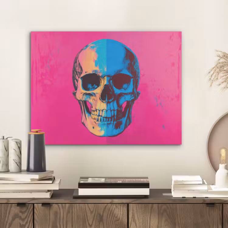 Neon - Blauw - Pop-art - Schedel PET vilt klein -sfeer1