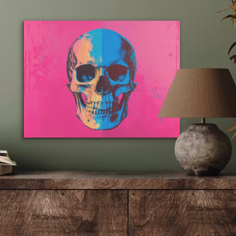 Neon - Blauw - Pop-art - Schedel PET vilt klein -sfeer2
