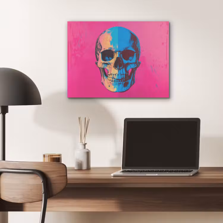 Neon - Blauw - Pop-art - Schedel PET vilt klein -sfeer5
