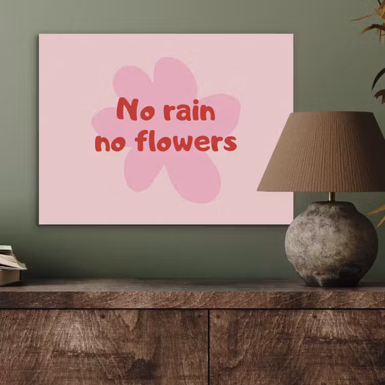 No rain no flowers - Bloem - Roze PET vilt klein -sfeer2