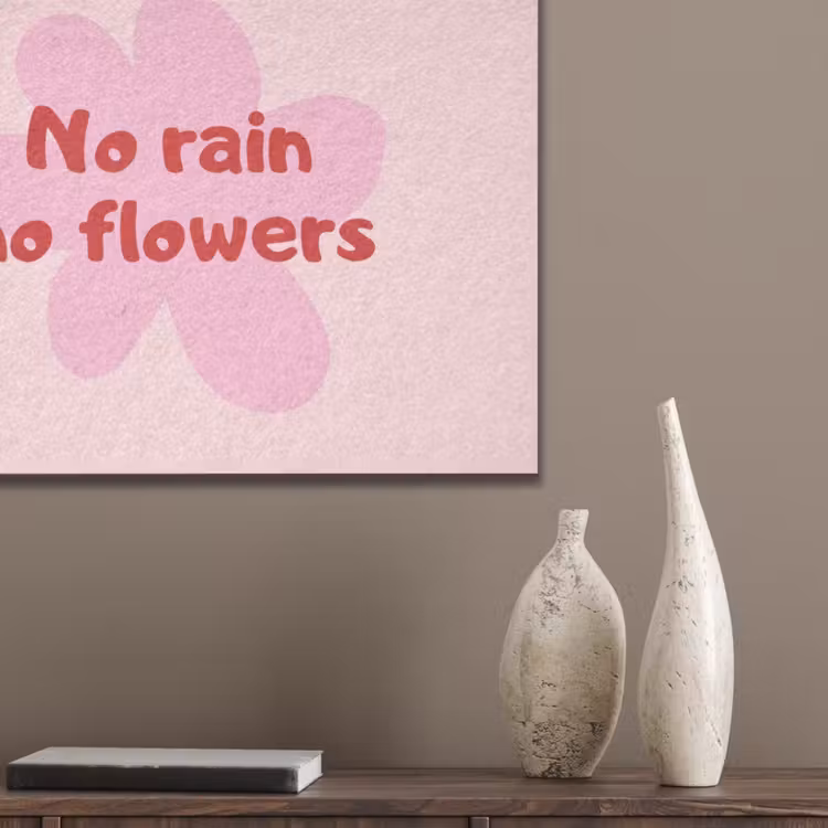 No rain no flowers - Bloem - Roze PET vilt klein -sfeer6_closeup