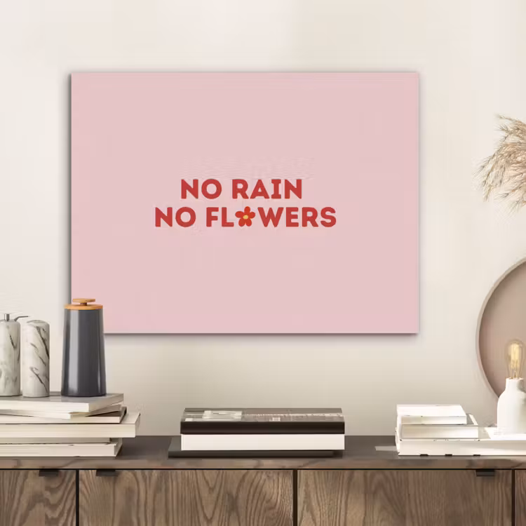 No rain no flowers - Minimalistisch - Roze - Bloem PET vilt klein -sfeer1