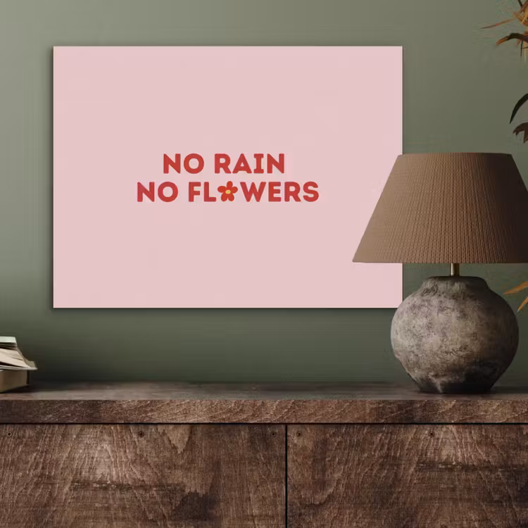 No rain no flowers - Minimalistisch - Roze - Bloem PET vilt klein -sfeer2