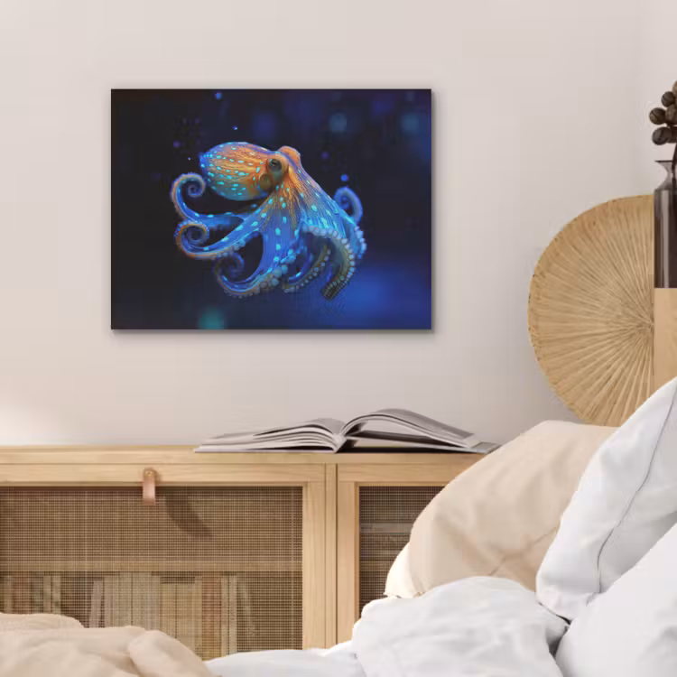 Octopus - Stippen - Blauw - Zee PET vilt klein -sfeer3