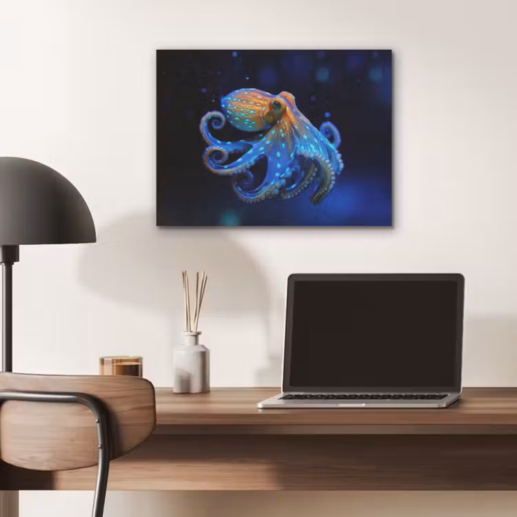 Octopus - Stippen - Blauw - Zee PET vilt klein -sfeer5