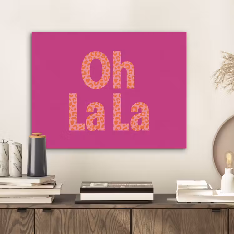 Oh la la - Luipaardprint - Roze PET vilt klein -sfeer1