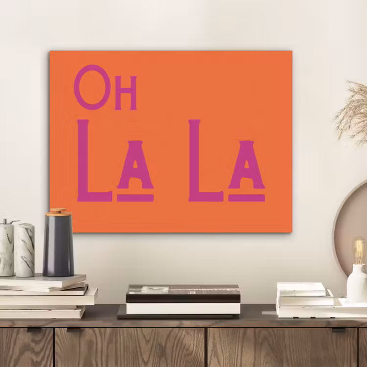 Oh la la - Oranje - Roze - Scheeflettertype PET vilt klein -sfeer1