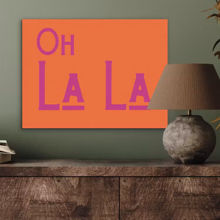 Oh la la - Oranje - Roze - Scheeflettertype PET vilt klein -sfeer2