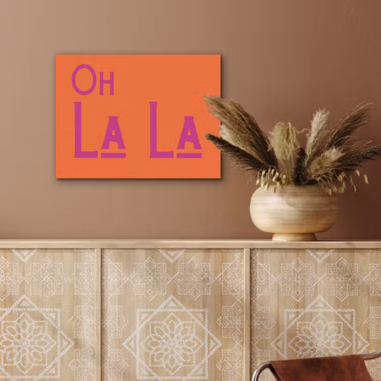 Oh la la - Oranje - Roze - Scheeflettertype PET vilt klein -sfeer4