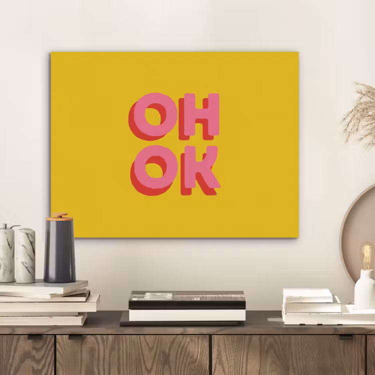 Oh ok - 3D - Geel - Roze PET vilt klein -sfeer1