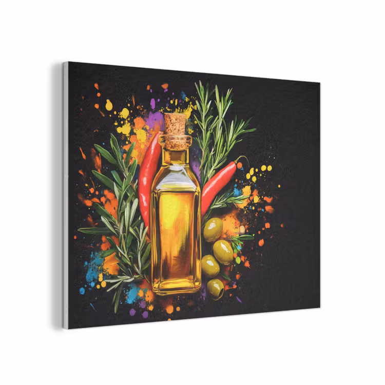 Olijfolie - Graffiti - Peper - Olijven - Modern PET vilt klein -3d
