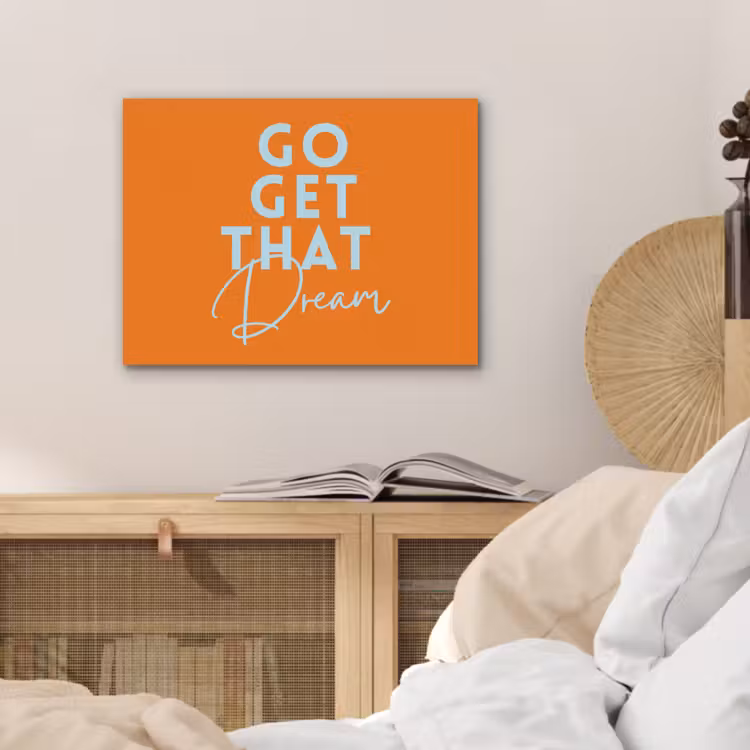 Oranje - Blauw - Go get that dream PET vilt klein -sfeer3