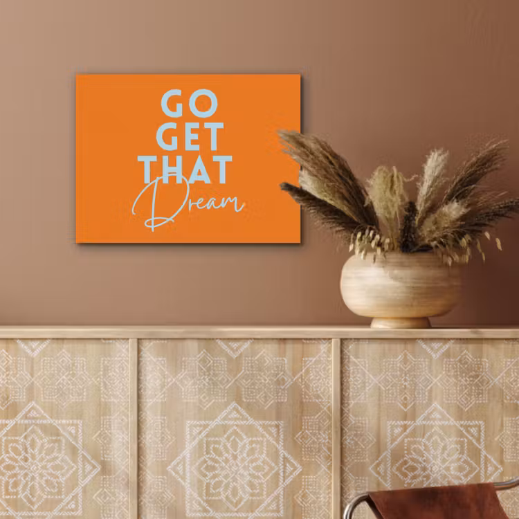 Oranje - Blauw - Go get that dream PET vilt klein -sfeer4