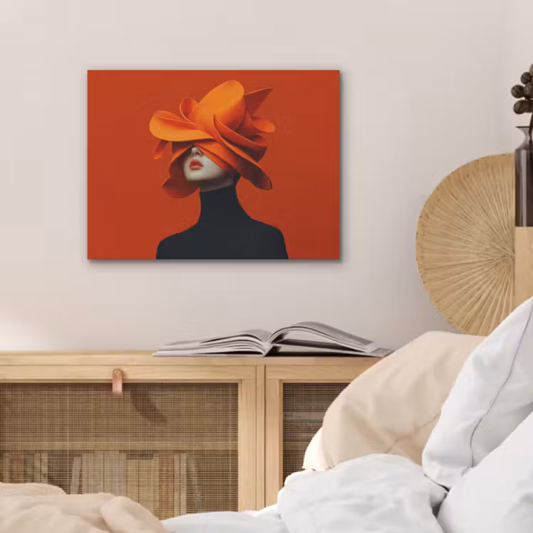 Oranje - Hoed - Vrouw PET vilt klein -sfeer3