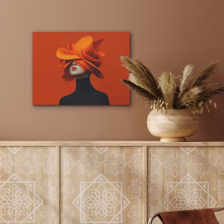 Oranje - Hoed - Vrouw PET vilt klein -sfeer4