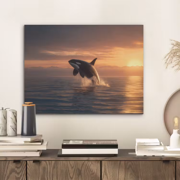 Orka - Zee - Zonsondergang PET vilt klein -sfeer1