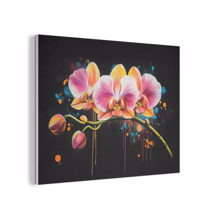 Orchidee - Graffiti - Kleurrijk - Bloemen - Abstract PET vilt klein -3d