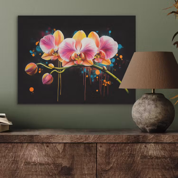 Orchidee - Graffiti - Kleurrijk - Bloemen - Abstract PET vilt klein -sfeer2