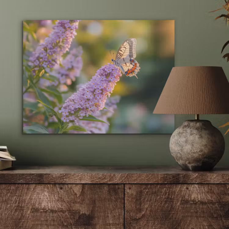 Sierlijke - Vlinder - Paarse - Bloemen PET vilt klein -sfeer2