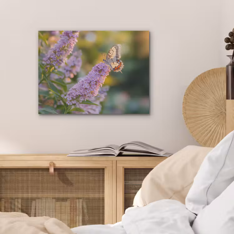 Sierlijke - Vlinder - Paarse - Bloemen PET vilt klein -sfeer3