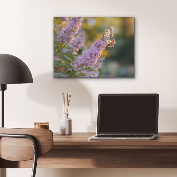 Sierlijke - Vlinder - Paarse - Bloemen PET vilt klein -sfeer5