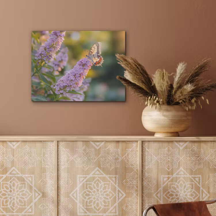 Sierlijke - Vlinder - Paarse - Bloemen PET vilt klein -sfeer4