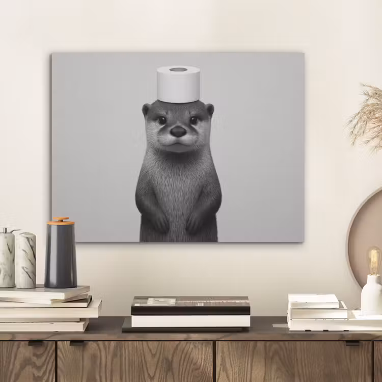 Otter - WC rol - Zwart - Wit PET vilt klein -sfeer1