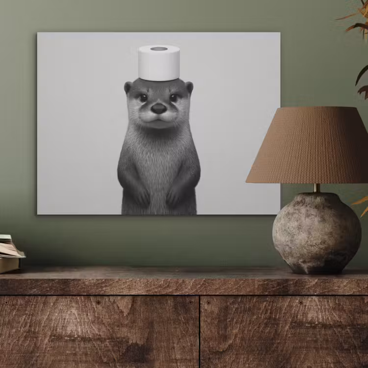Otter - WC rol - Zwart - Wit PET vilt klein -sfeer2