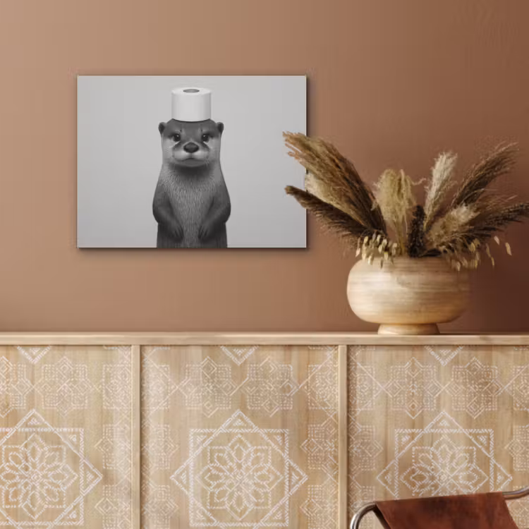 Otter - WC rol - Zwart - Wit PET vilt klein -sfeer4