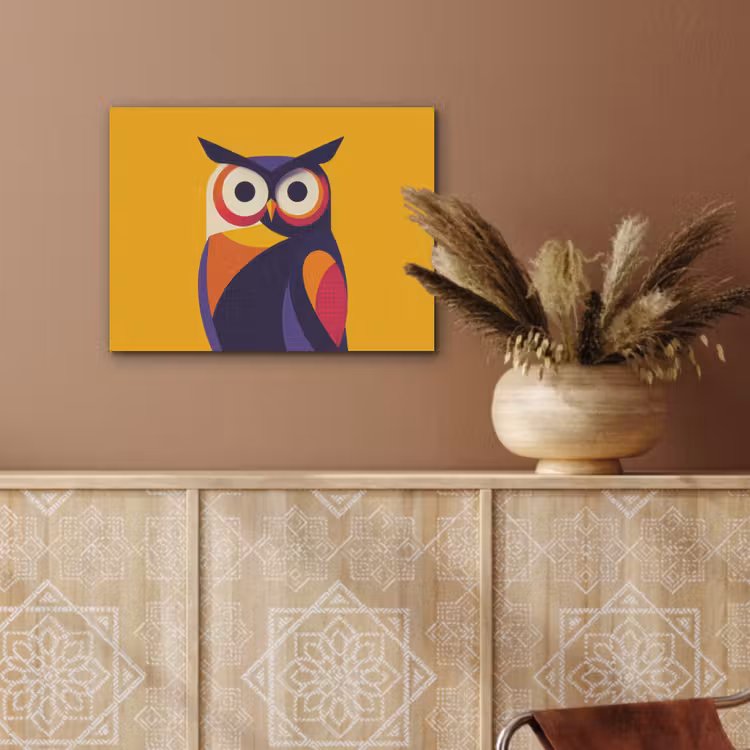 Uil - Grafisch - Kleurrijk - Ogen PET vilt klein -sfeer4