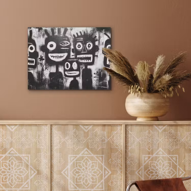 Schilderij - Figuren - Zwart - Abstract PET vilt klein -sfeer4