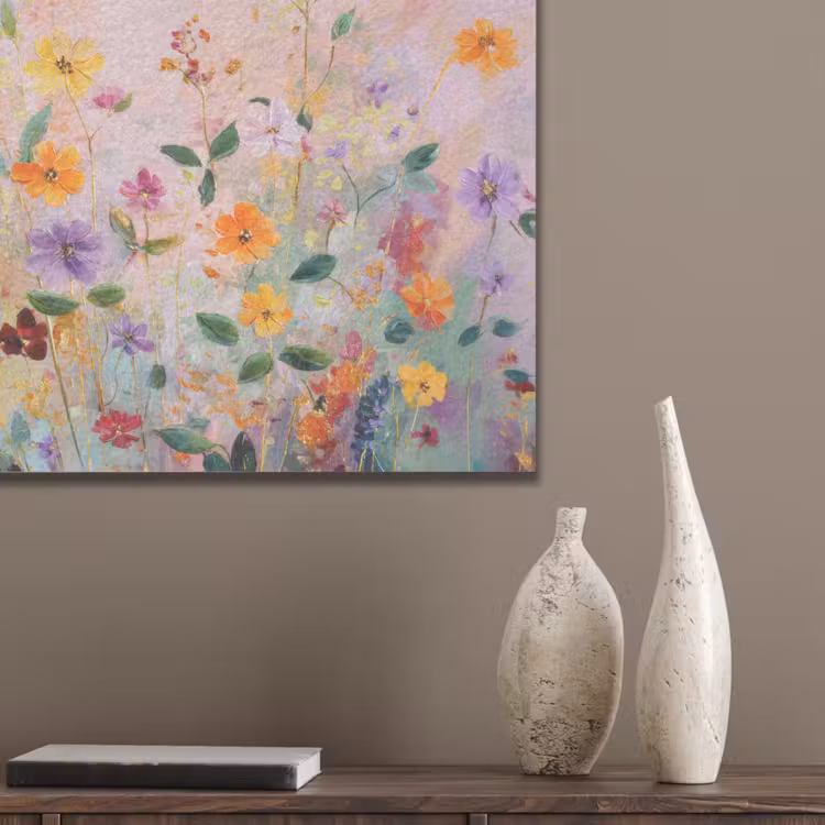 Schilderij - Bloemen - Abstract - Kleurrijk PET vilt klein -sfeer6_closeup