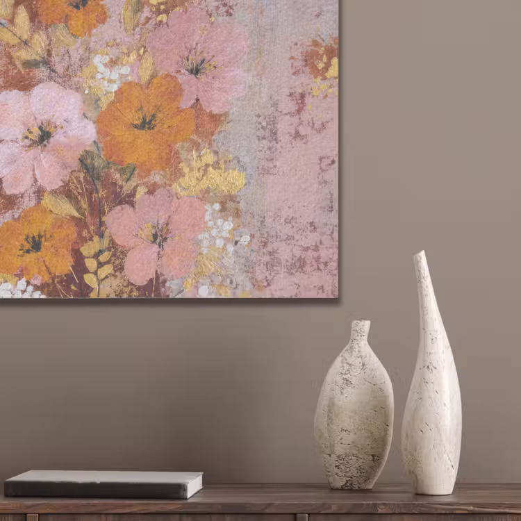 Schilderij - Bloemen - Rustiek - Roze PET vilt klein -sfeer6_closeup