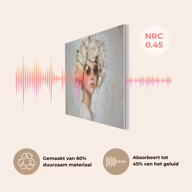 Schilderij - Vrouw - Zonnebril - Bloemenkrans PET vilt klein -USP_NL