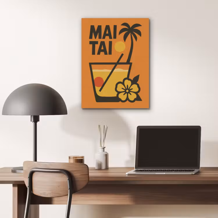 Palmboom - Bloem - Art - Drink PET vilt klein -sfeer5