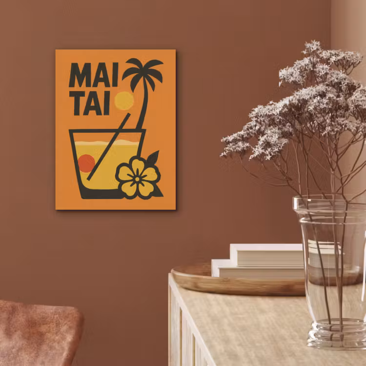 Palmboom - Bloem - Art - Drink PET vilt klein -sfeer4