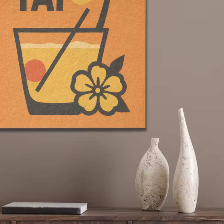 Palmboom - Bloem - Art - Drink PET vilt klein -sfeer6_closeup